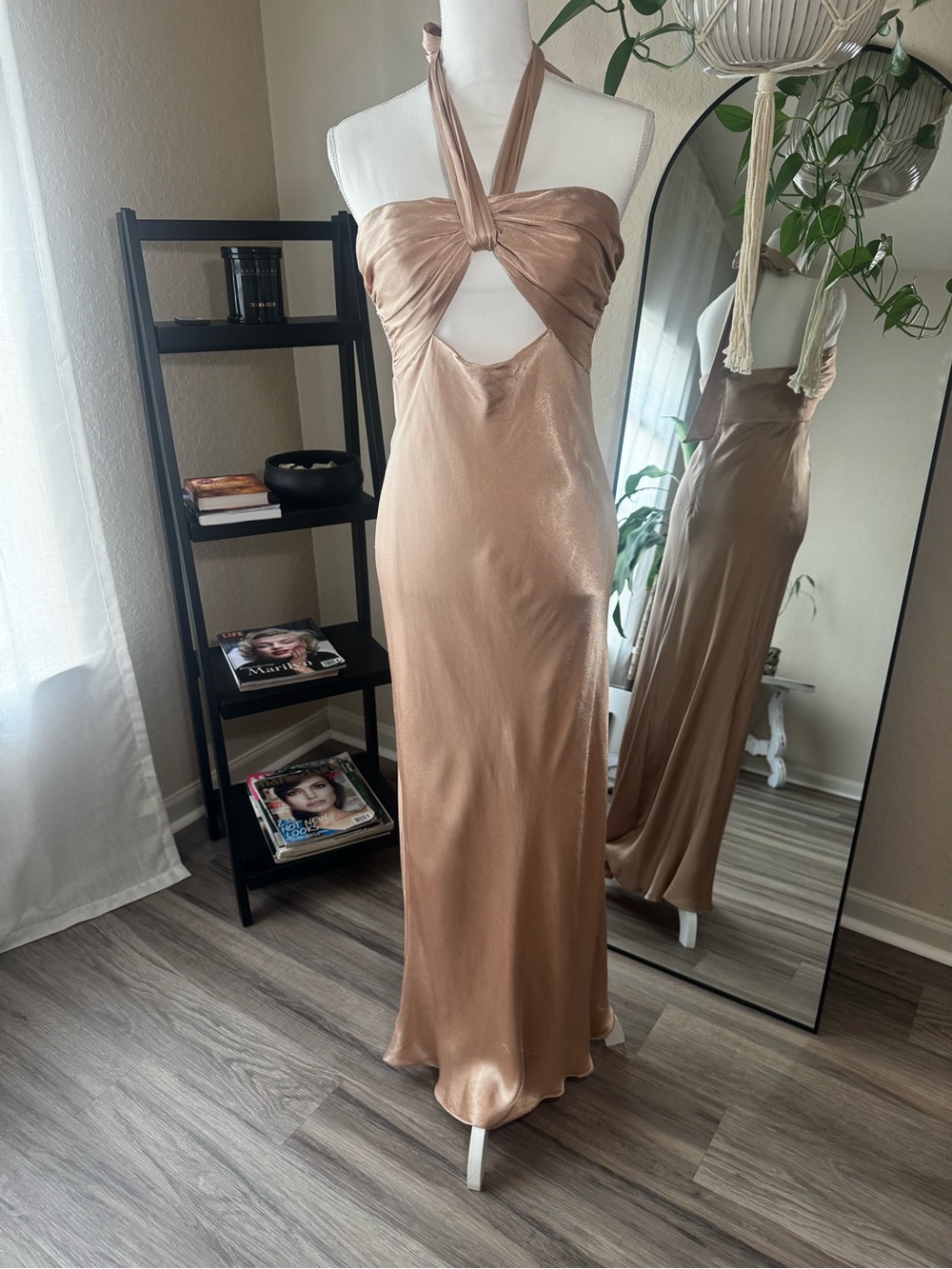 SHONAJOY La Lune Ruched Halter Maxi Dress